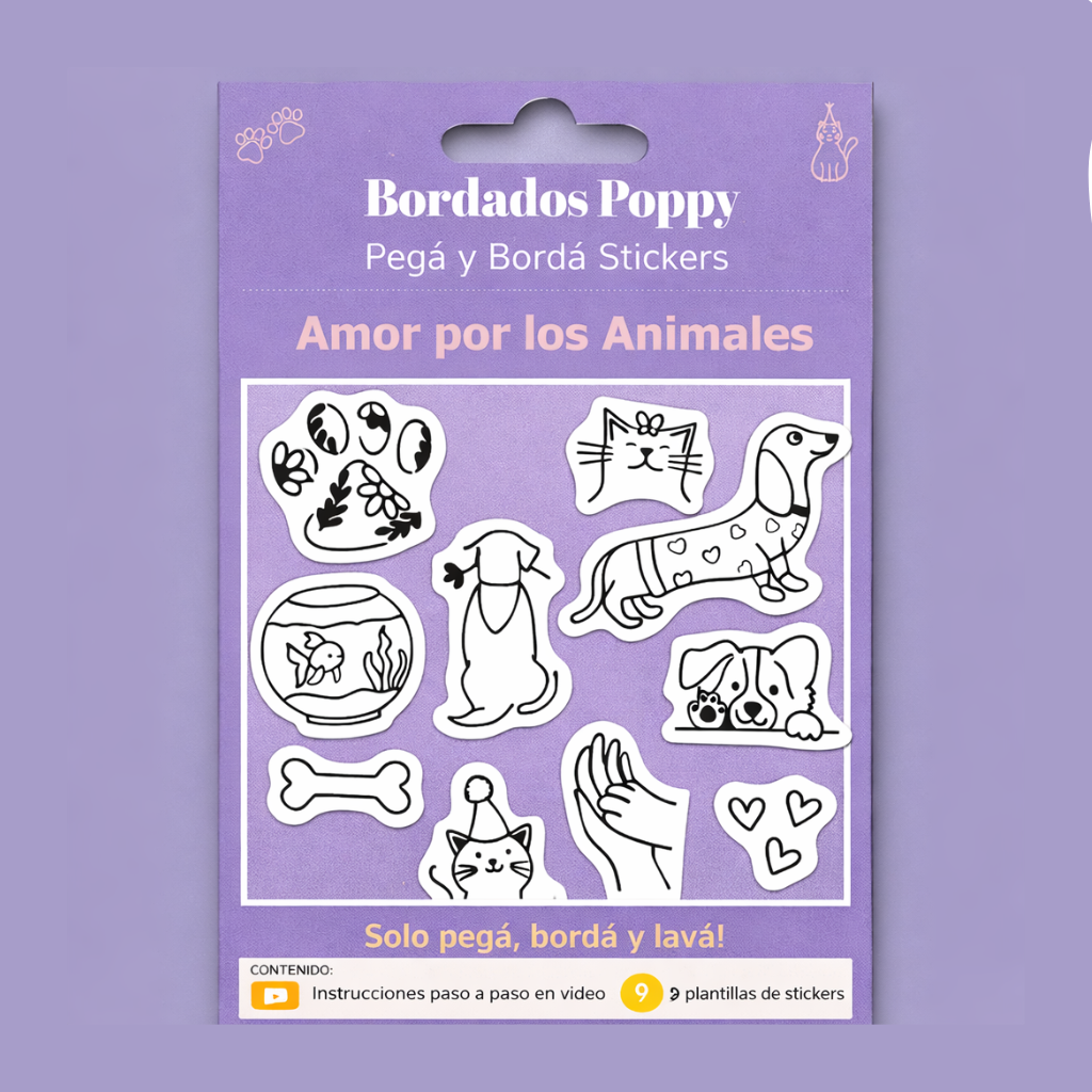 Amor por los animales - Paquete de Pegatinas con diseño lavable